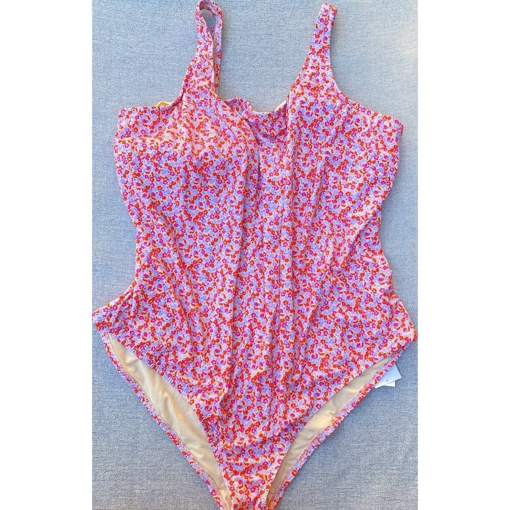 Woman’s 4X One Piece Swimsuit Floral Full Coverage UPF 50+ Cottagecore Plus Size